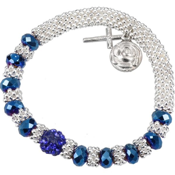 Armband mit Glasperlen, geschl. iris.rot, dehnbares Band