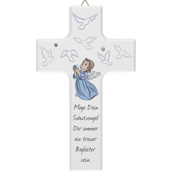 Kinderkreuz "Schutzengel" blau