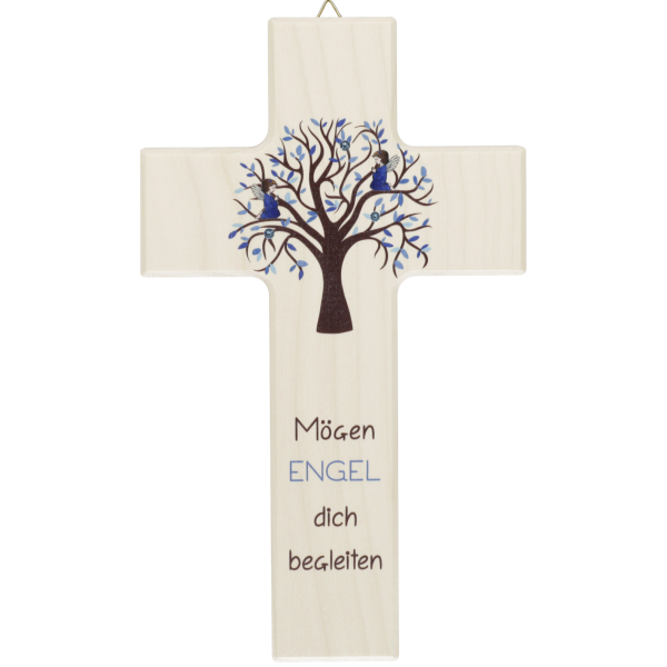 Kinderkreuz "Mögen Engel.." blauLebensbaum