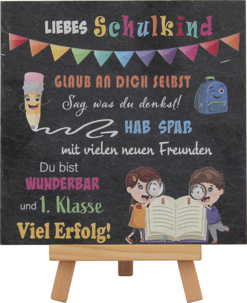 Schiefertafel &quot;Liebes Schulkind&quot; 13x13cm