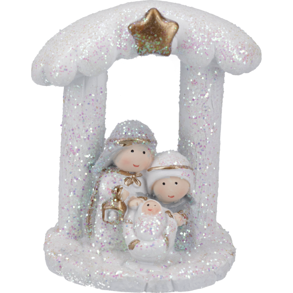 Glitzerkrippe "Bethlehem", ca. 6 cm hochVE 3 Stück, in Einzelverpackung
