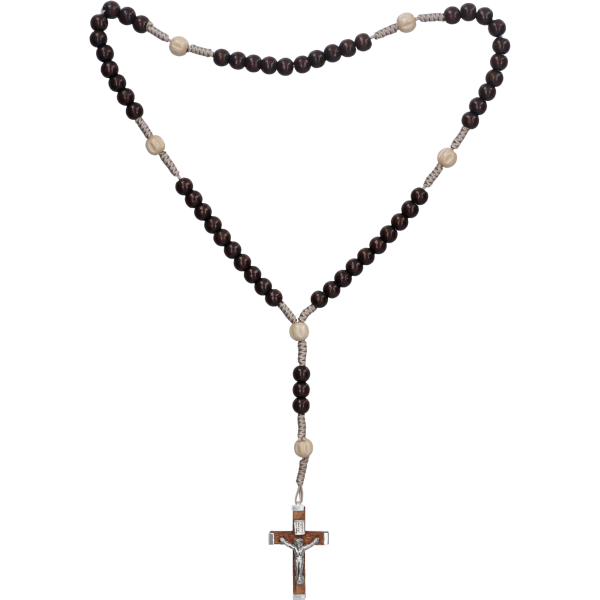 Rosenkranz geknüpftHolzperle, dunkelbraun, 6mm, 28cm