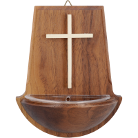 Weihwasserkessel Nussbaum mit Kreuz Weihwasserkessel Nussbaum mit Kreuz