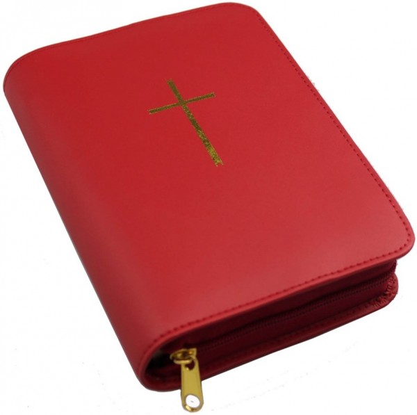 Gebetbuchhülle SKAI, rot, Goldkreuzm. Reißverschluss