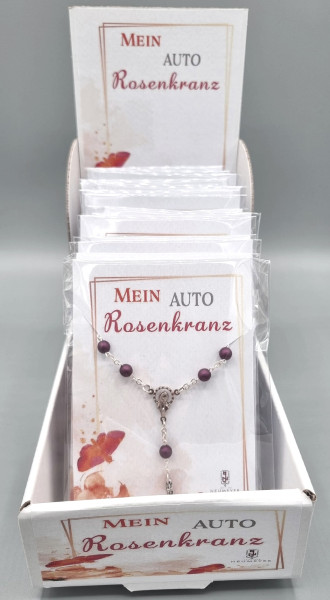 Display "Mein Autorosenkranz"VE= 15 Stück Sort. Lila,Blau,Grün