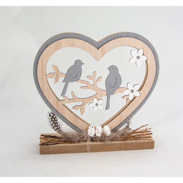 Aufsteller Herz mit Vögeln aus HolzVE = 2 Stück 21 x 19 cm