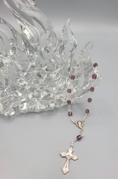 Zehnerrosenkranz gekettelt Glasschlifflila