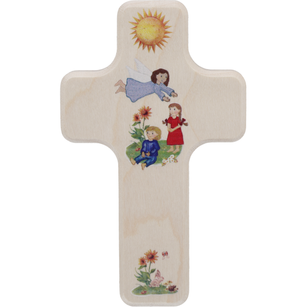 Kinderkreuz Kinder m. Engel, mini