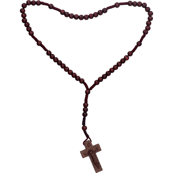Rosenkranz geknüpftHolzperle, Esche rot, 6mm, 33cm