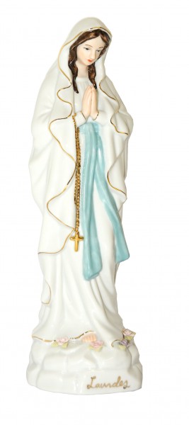 Figur Lourdes Madonna Porzellan weiß/col