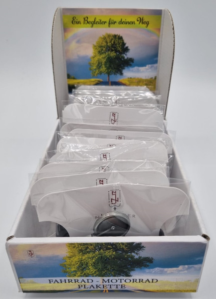 Display Motorrad- und FahrradplaketteEngel und Christophorus VE = 16 Stück