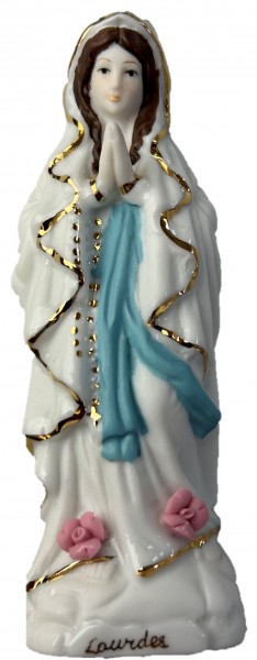 Figur Lourdes Madonna Porzellan weiß/col