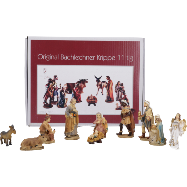 Krippenfiguren "Bachlechner", Kunstharzcoloriert, 7 cm, 11-teiliges Set im GK