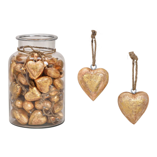 Anhänger Herz aus Mangoholz 60 Stückim Glas