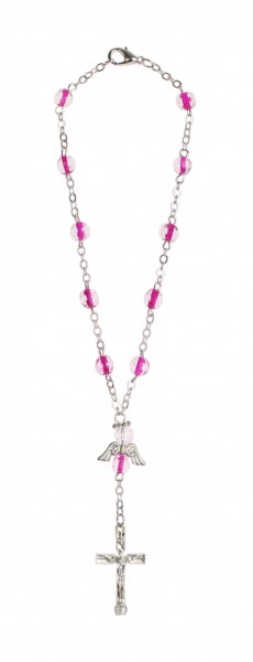 Zehnerrosenkranz Glasschliffperle lila mit Engel-Herzzeichen