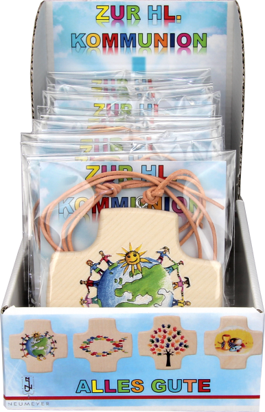 Display "Kommunionkreuze" m. Lederband4-fach sortiert, VE=12