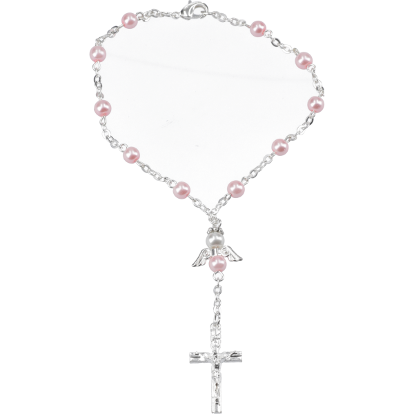 Zehner-RK Ankerkette m. Engel-HZWachsperle, rosa, 5mm, 17cm