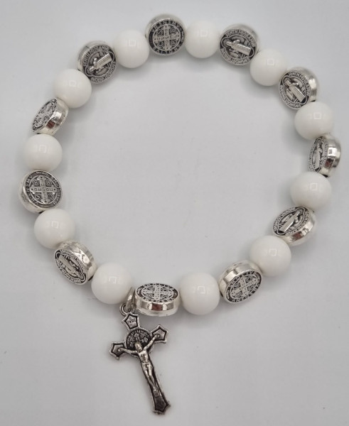 Armband Benedikt m. weißen Perlen