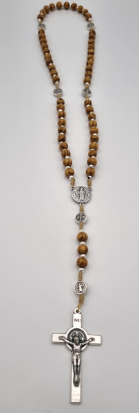 Rosenkranz Zebranoperlen mitBenediktuskreuz