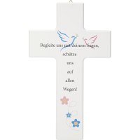 Kinderkreuz, Ahornholz, Begleite uns...Weiß, 20x12cm Kinderkreuz, Ahornholz, Begleite uns...Weiß, 20x12cm