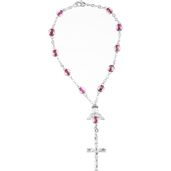Zehner-RK Ankerkette m. Engel-HZGlasschliffperle, lila, 5mm, 18cm
