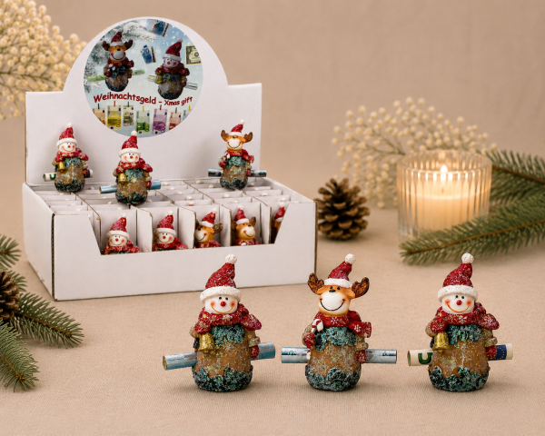 Weihnachten Geldgeschenk VE = 36 StückElch und Schneemann 8,5 x 4,5 cm