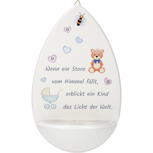 Kinderweihkessel, Wenn ein Stern...15cm, weiß, mit Swarovski Steinen