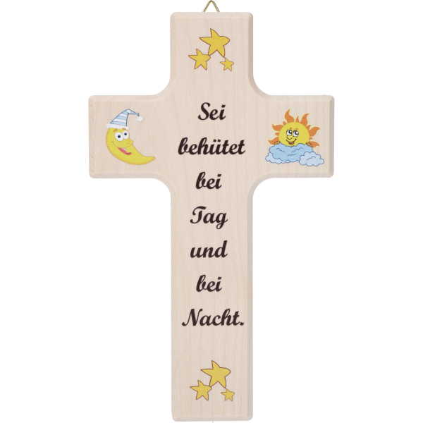 Kinderkreuz "Sei behütet ..."Ahornholz, natur, 15 x 9 cm