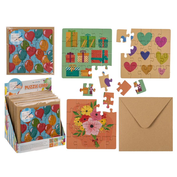 Display Geburtstagskarten GeschenkkartenPuzzel VE=24 Stk. 4-fach sortiert