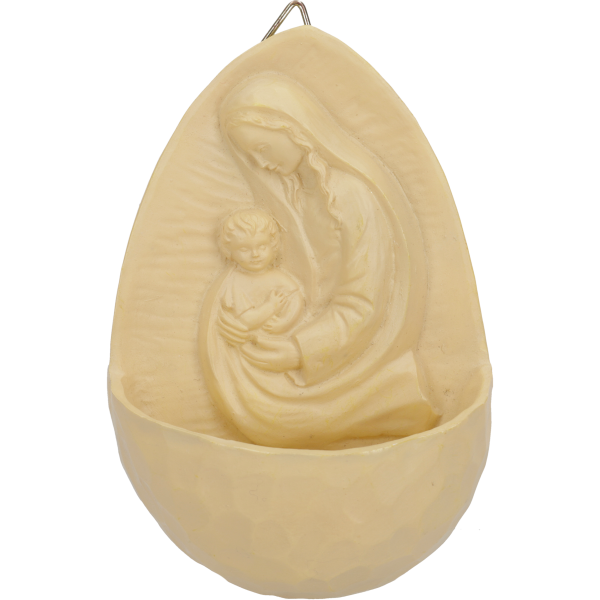 Weihwasserkessel "Madonna mit Kind"Kunstharz natur, 11 cm, im GK