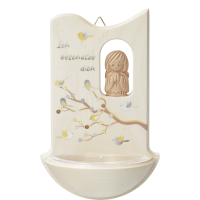 Weihkessel m. Tonengel "Ich beschütze.."Ahorn, natur/gelb m. Kristallsteinchen Weihkessel m. Tonengel "Ich beschütze.."Ahorn, natur/gelb m. Kristallsteinchen