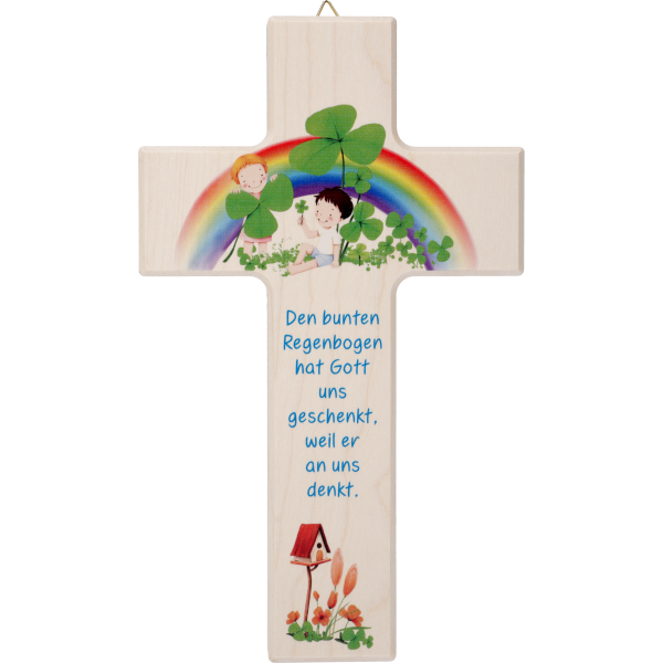 Kinderkreuz, Ahornholz, 20x12cmDen bunten Regenbogen...