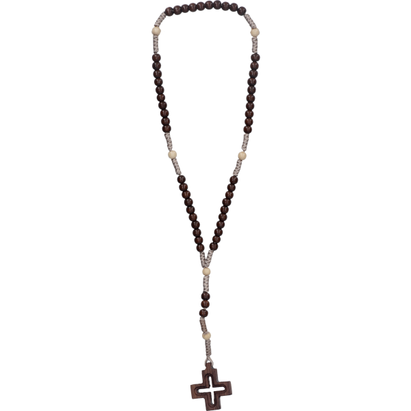 Rosenkranz geknüpftHolzperle, dunkelbraun, 5mm, 24cm