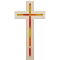 Hängekreuz, Ahornholz, natur, 31x16x2 cmdurchgefräst, mit Glaseinlage orange Hängekreuz, Ahornholz, natur, 31x16x2 cmdurchgefräst, mit Glaseinlage orange