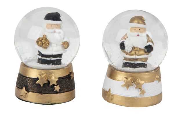 Weihnachtsschneekugel gold schwarzNikolaus 6,2 cm VE=2 Stück
