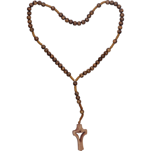 Rosenkranz geknüpftHolzperle, Finn. Tanne braun, 6mm, 30cm