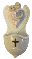Weihwasserkessel Porzelan 13 cmJunge + Mädchen / Goldkreuz Weihwasserkessel Porzelan 13 cmJunge + Mädchen / Goldkreuz