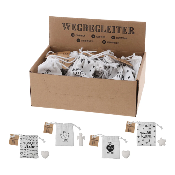 Wegbegleiter Glücksbrinter  VE=24 Stkim Display Keramik Stoffbeutel