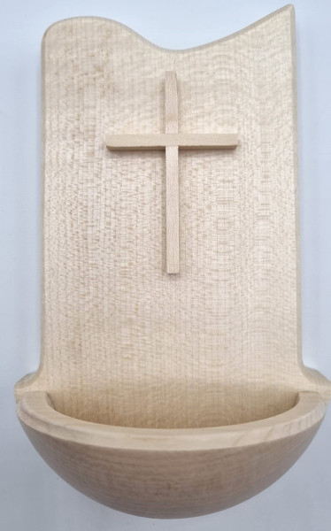 Weihkessel Wellenform natur ca. 14 cmmit Kreuz aus Holz natur