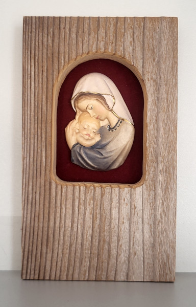 Wandbild Altholz 15x9 cmm. blauer Holz-Madonna