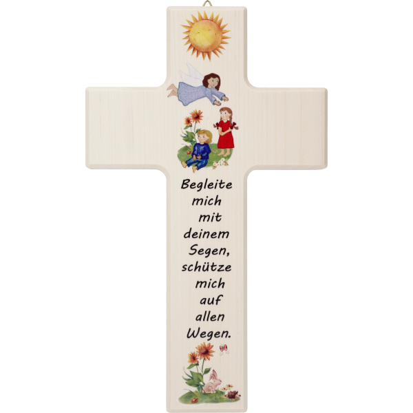 Kinderkreuz "Begleite mich mit ..."Ahornholz, natur, 20 x 12 cm