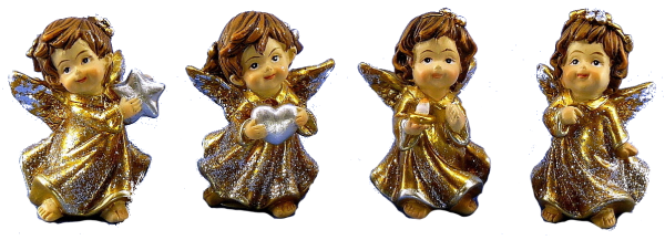 Poly-Engel "Stella" gold-silber sortiertstehend Gr. 5 cm VE=4Stk.