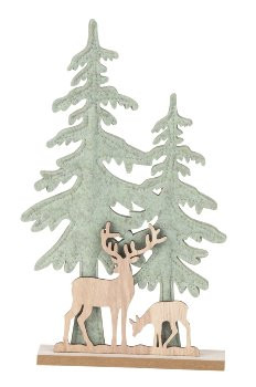 Filz-Tannenbäume mit Holzrentierenh=30cm b=17,5cm