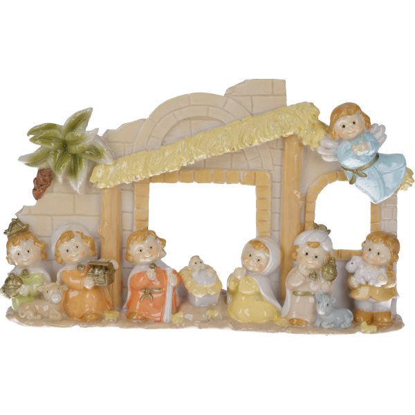 Kinderkrippe 3x14x10cmKunstharz, handbemalt, VE 3, 4,99€ je