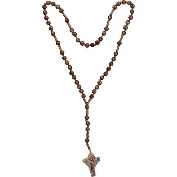Rosenkranz geknüpftHolzperle, Finn. Tanne braun, 6mm, 34cm