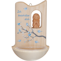 Weihkessel m. Tonengel "Ich beschütze.."Ahorn, Wellenform, blau Weihkessel m. Tonengel "Ich beschütze.."Ahorn, Wellenform, blau