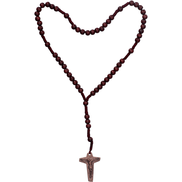 Rosenkranz geknüpftHolzperle, Esche rot, 6mm, 29cm