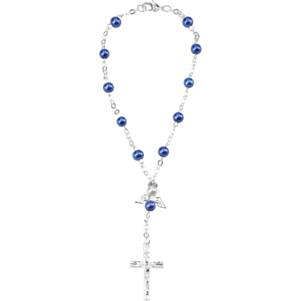 Zehner-RK Ankerkette m. Engel-HZWachsperle, blau, 5mm, 17cm
