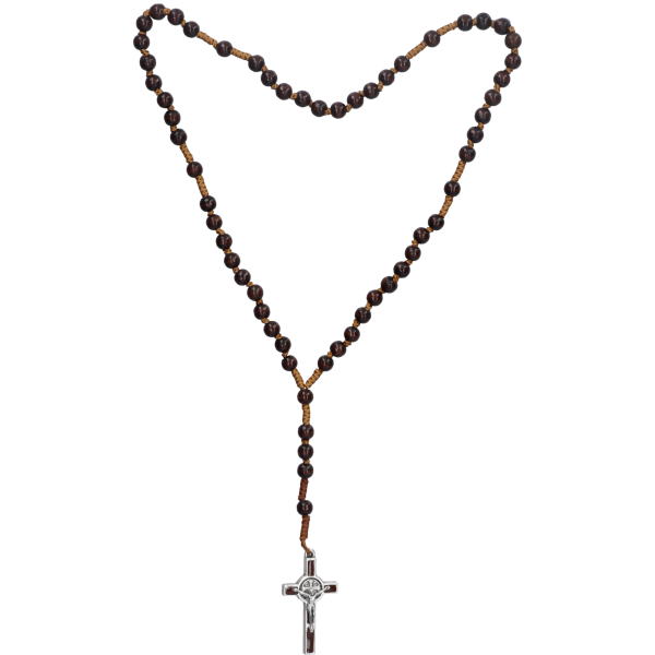 Rosenkranz geknüpftHolzperle, dunkelbraun, 6mm, 34cm