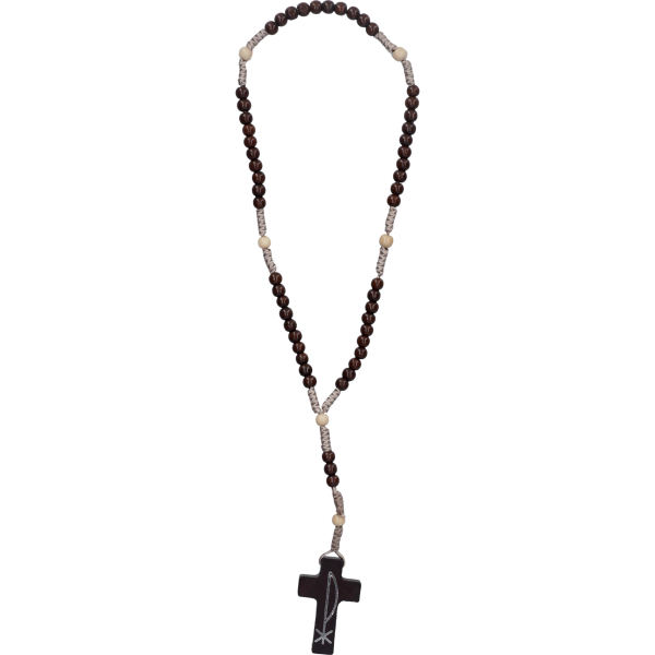 Rosenkranz geknüpftHolzperle, dunkelbraun, 5mm, 24cm